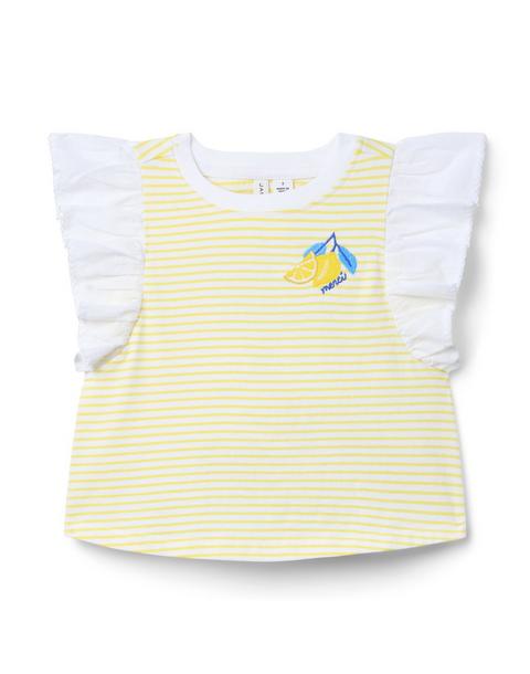 Striped Lemon Ruffle Top