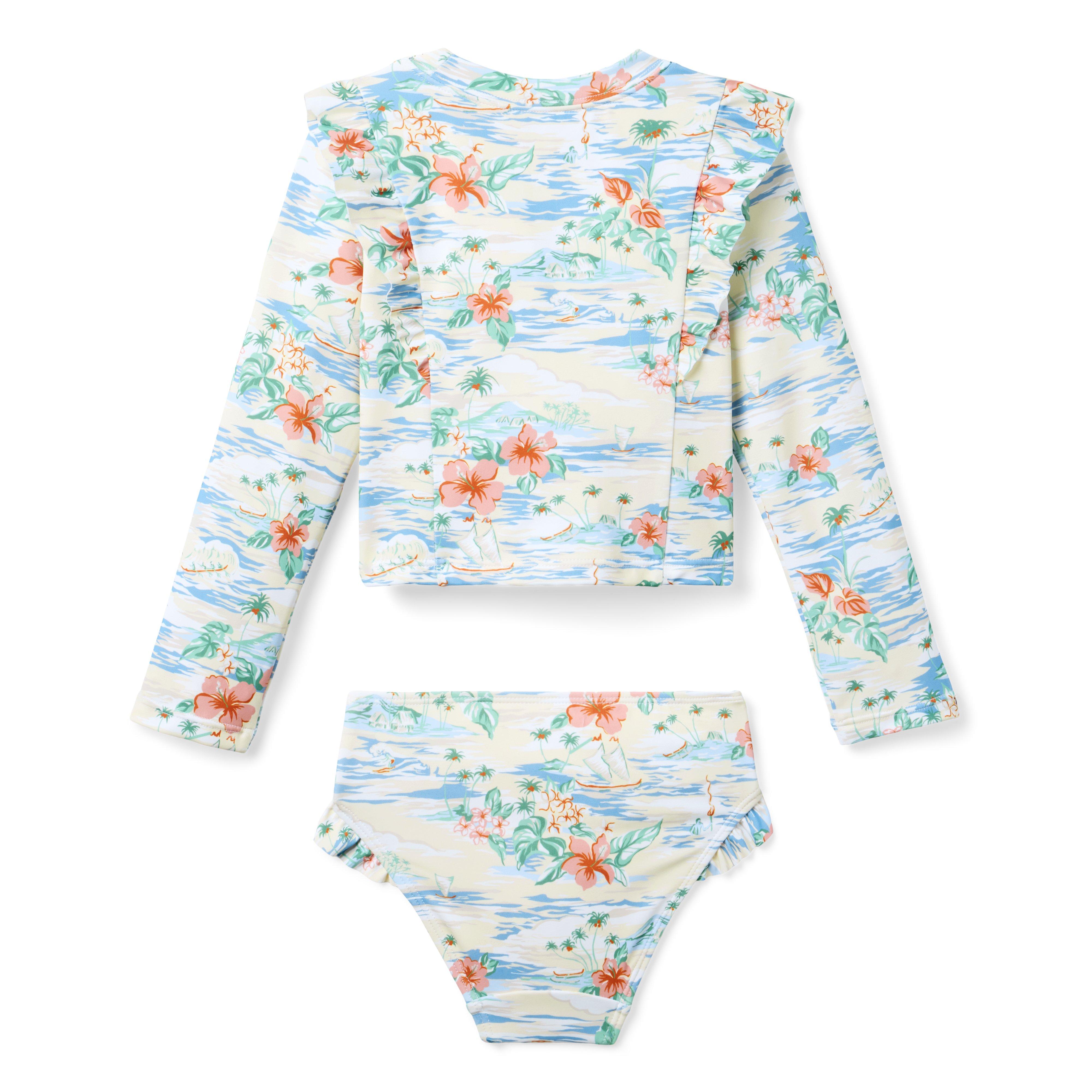 Island Floral Ruffle Rash Guard Swimsuit image number 2