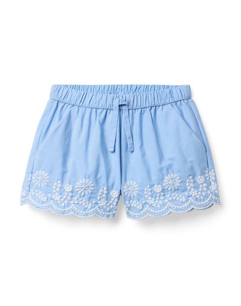 Embroidered Floral Hem Short