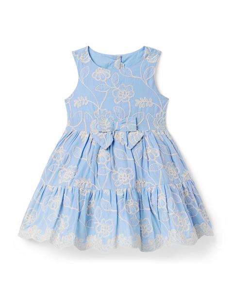 Embroidered Floral Bow Dress