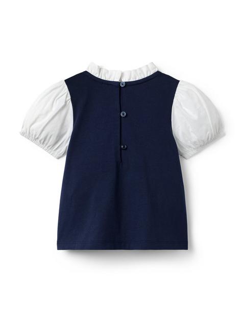 Bow Collar Puff Sleeve Top