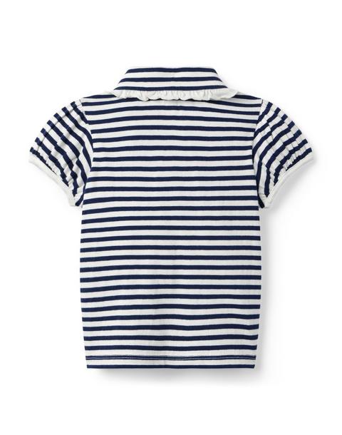 Striped Puff Sleeve Polo
