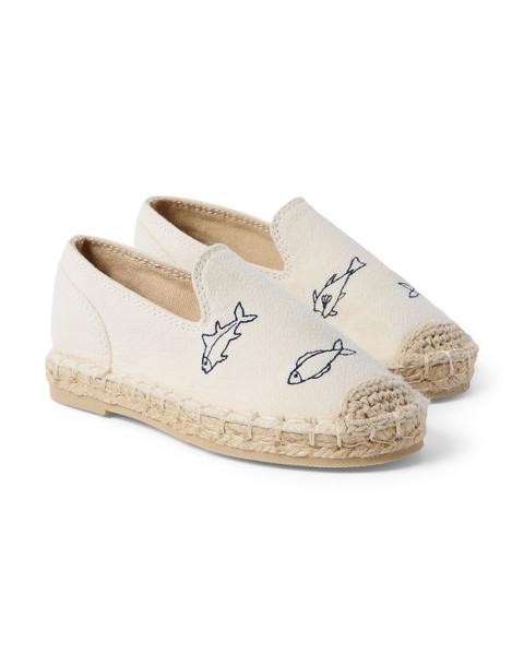 Embroidered Fish Espadrille Slip-On