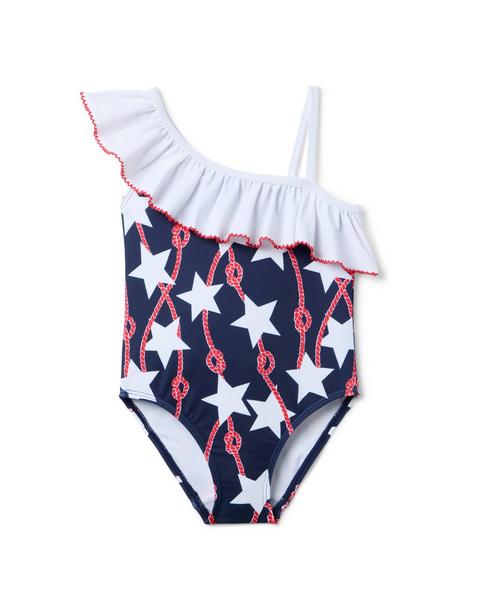 Star Ruffle Shoulder Swimsuit