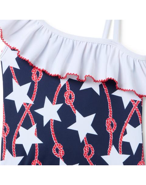 Star Ruffle Shoulder Swimsuit