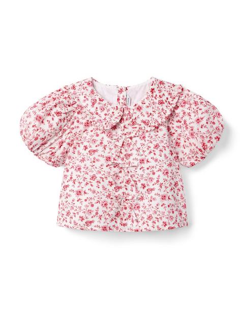 Ditsy Floral Bow Collared Top