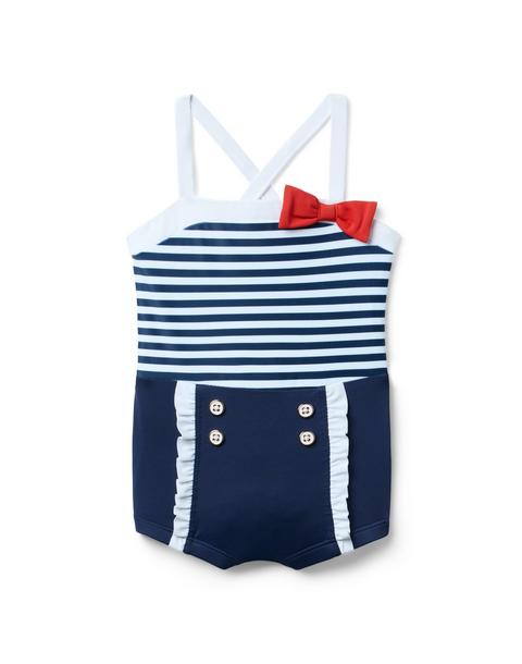 Retro Stripe Bow Swimsuit