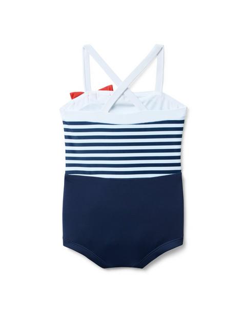 Retro Stripe Bow Swimsuit