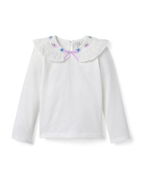 Embroidered Collar Top