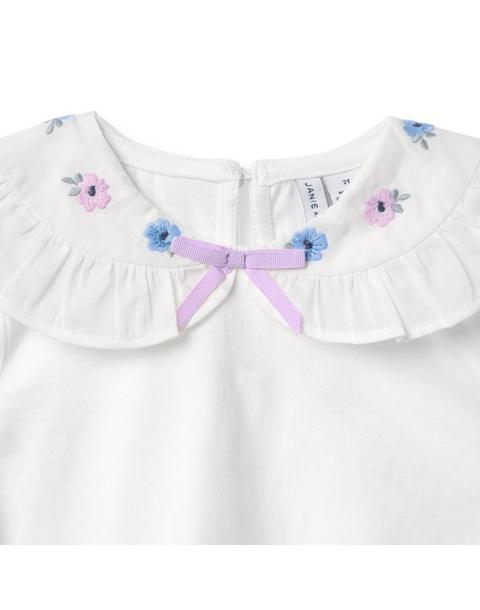 Embroidered Collar Top