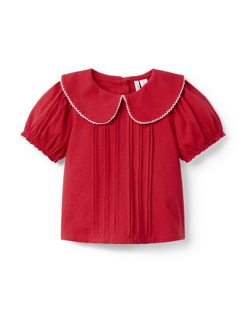 Pintuck Collared Top