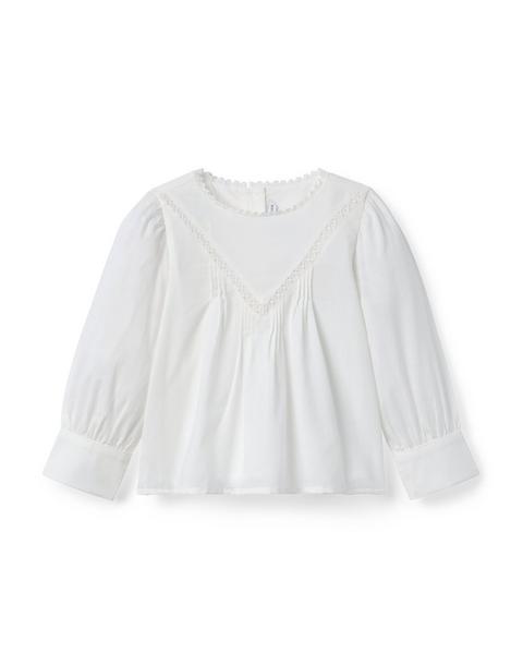 Lace Trim Pintuck Top
