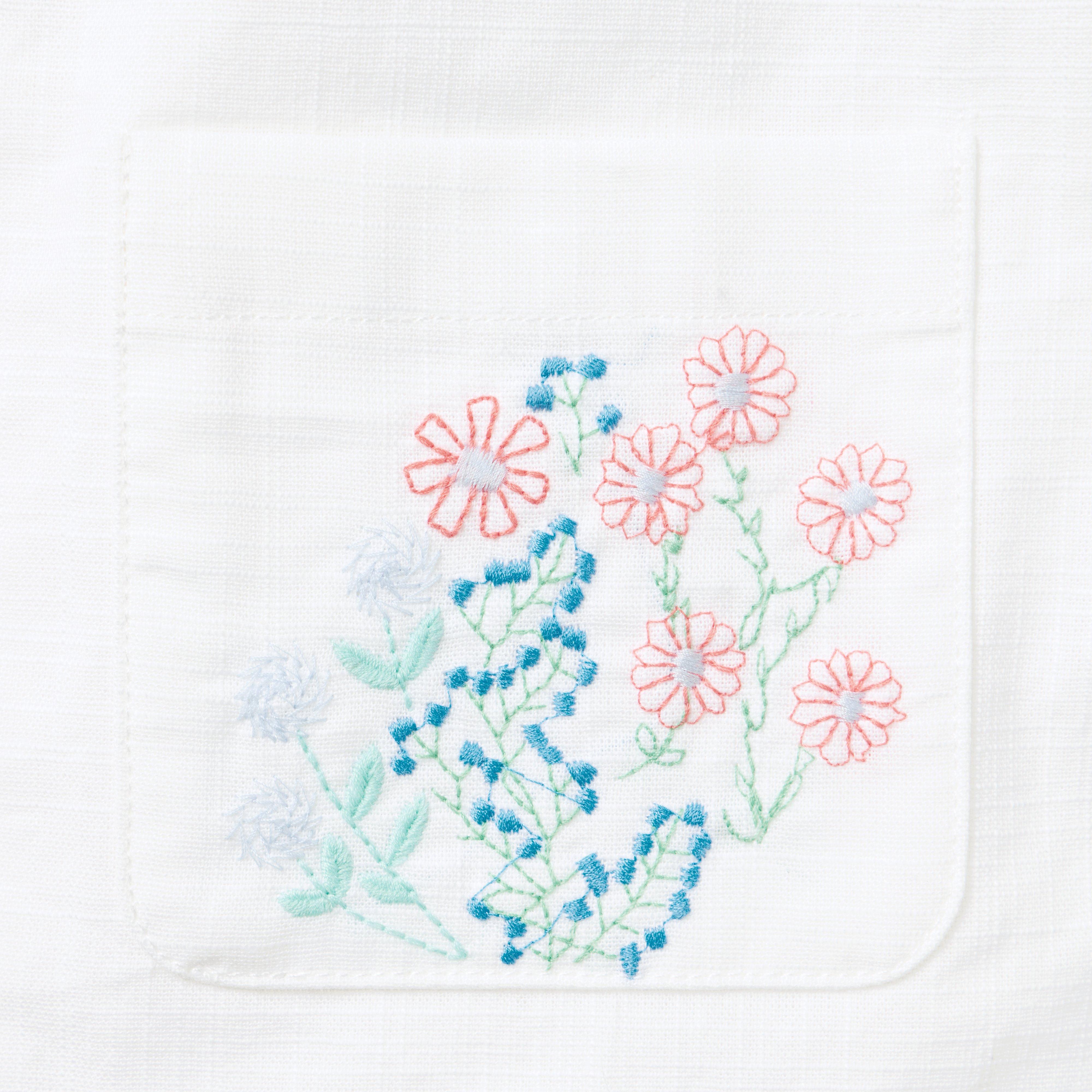 Embroidered Floral Pocket Dress image number 2