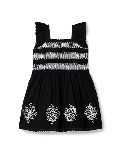 Embroidered Floral Smocked Dress