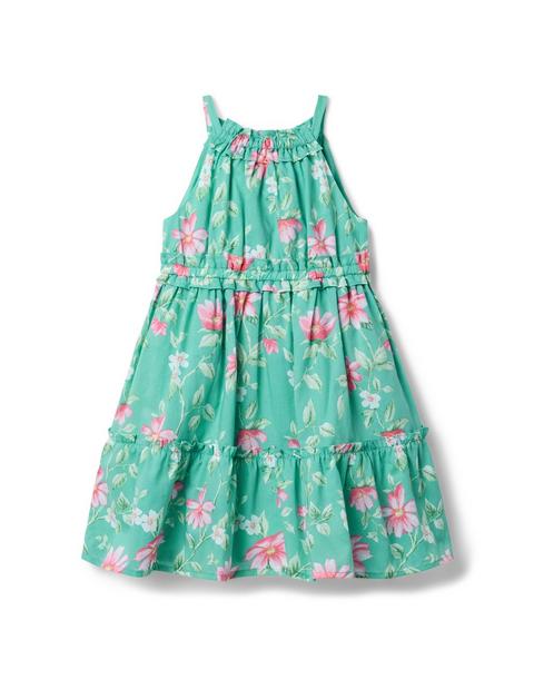 Floral Halter Ruffle Dress