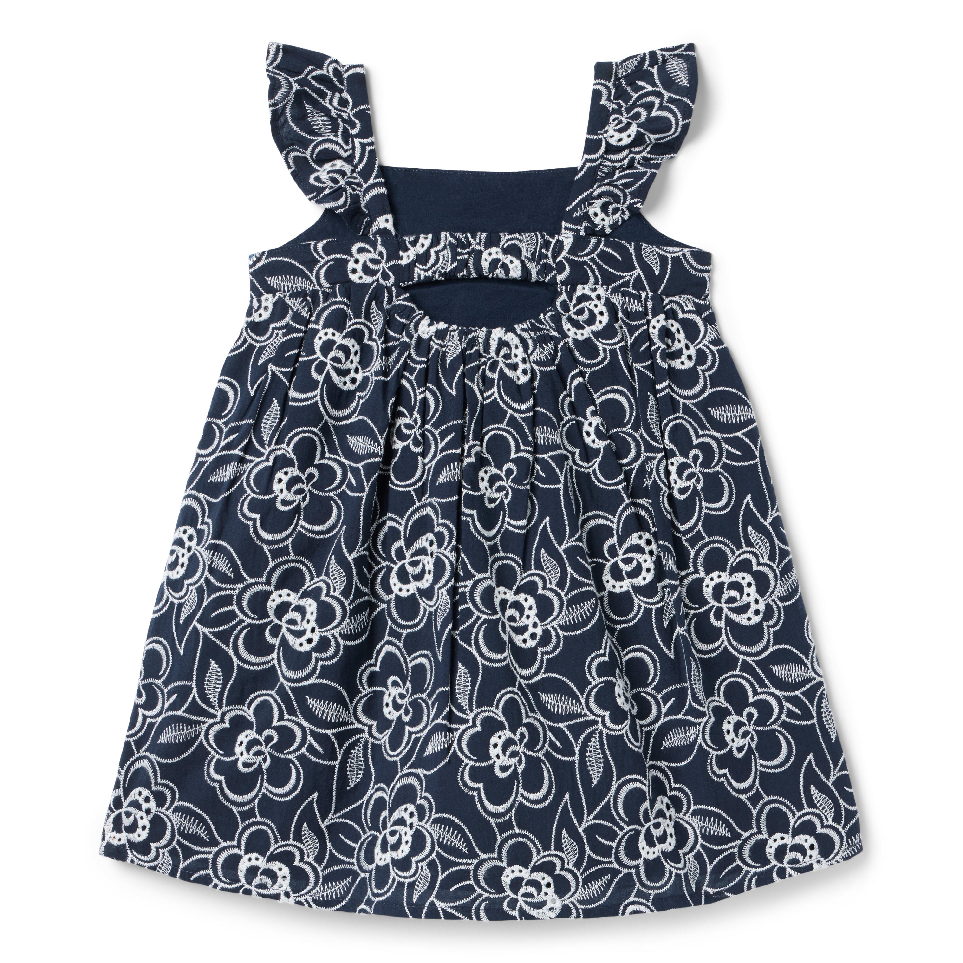 Embroidered Floral Flutter Sleeve Dress image number 2