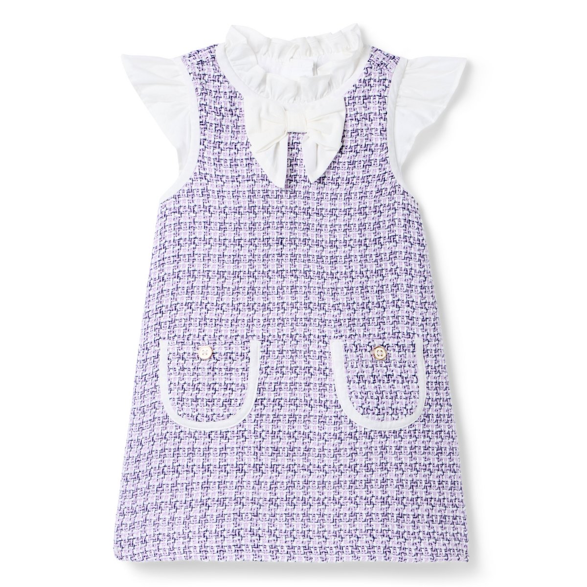Платье Janie and Jack The Tweed Ruffle Collar для девочек, цвет: Фиолетовый — фото 1