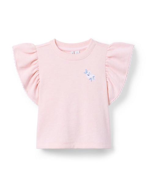 French Terry Embroidered Floral Top