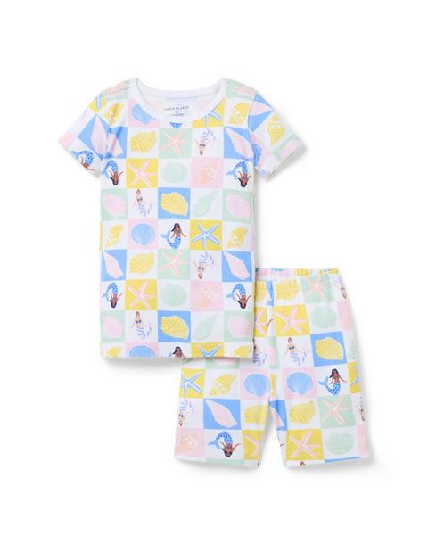 Organic Cotton Mermaid Tile Short Pajama