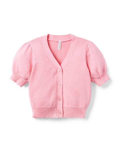 THINK PINK Puff Sleeve Cardigan