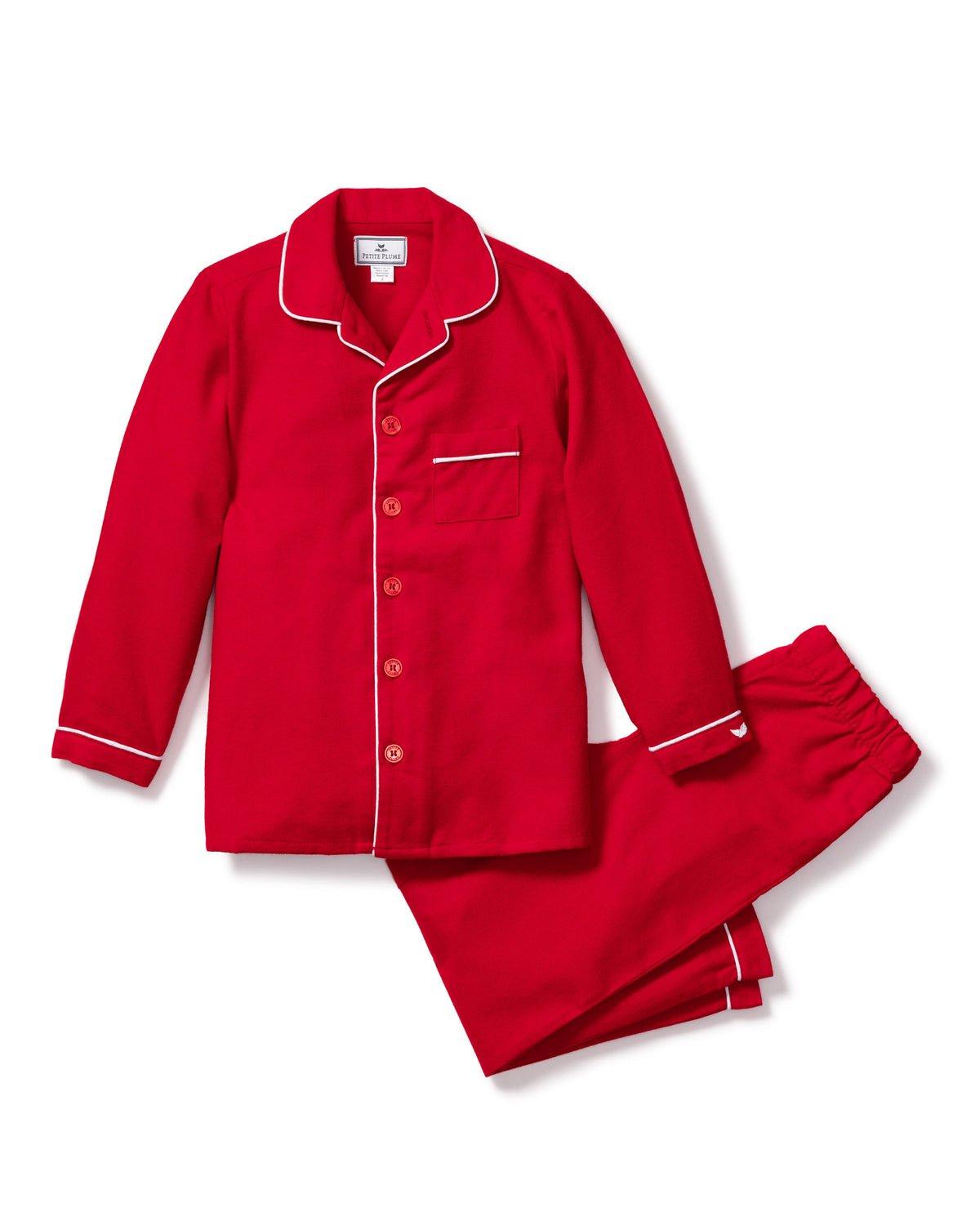 Petite Plume Kid's Flannel Pajama Set in Red