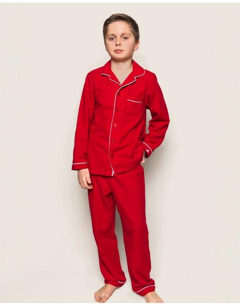 Petite Plume Kid's Flannel Pajama Set in Red