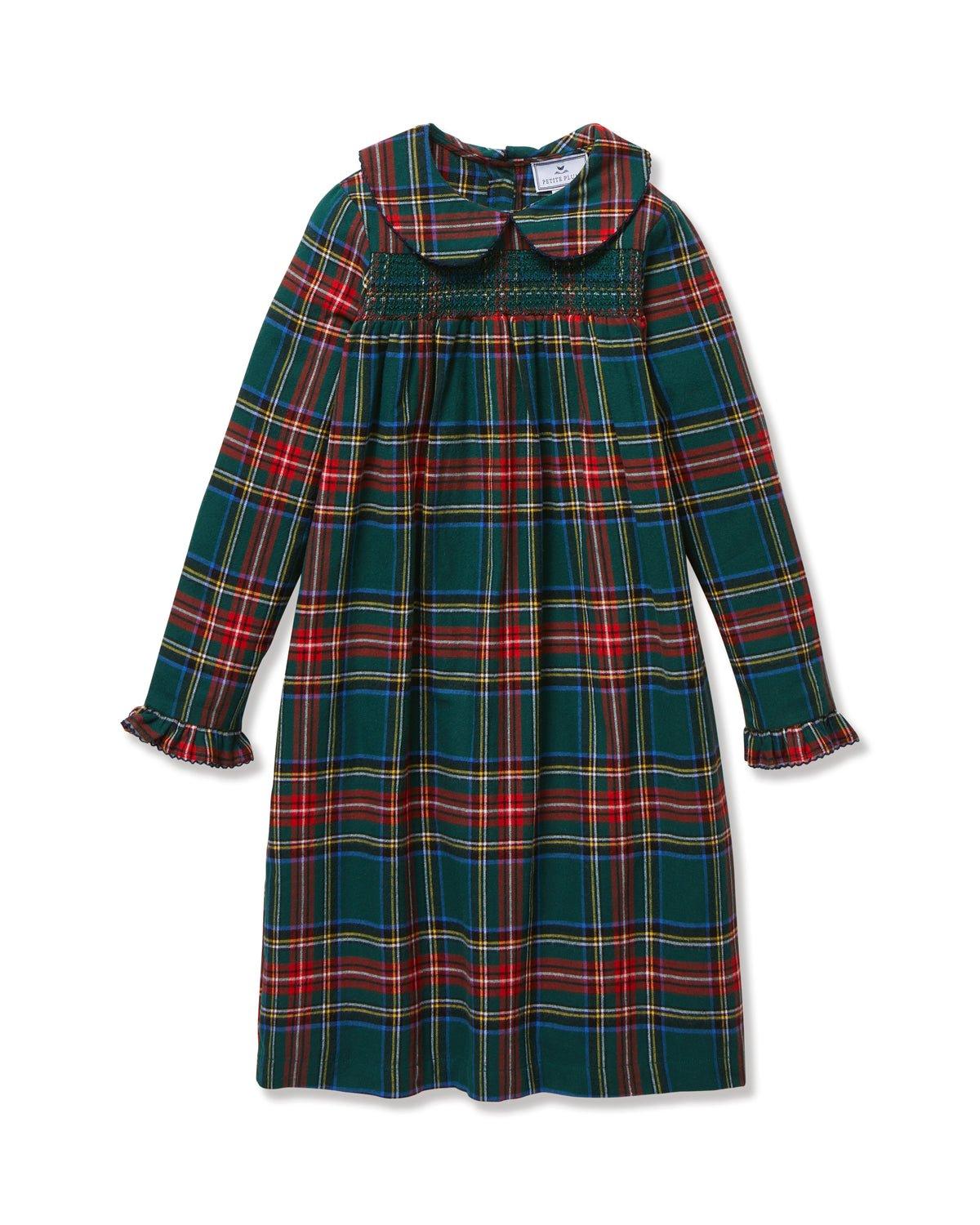 Petite Plume Girl's Brushed Twill Eloise Nightgown in Kensington Tartan