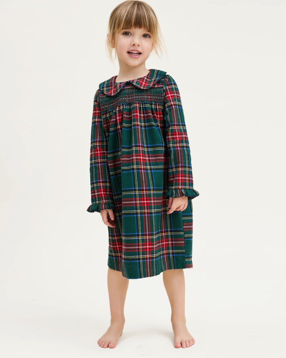 Petite Plume Girl's Brushed Twill Eloise Nightgown in Kensington Tartan image number 2