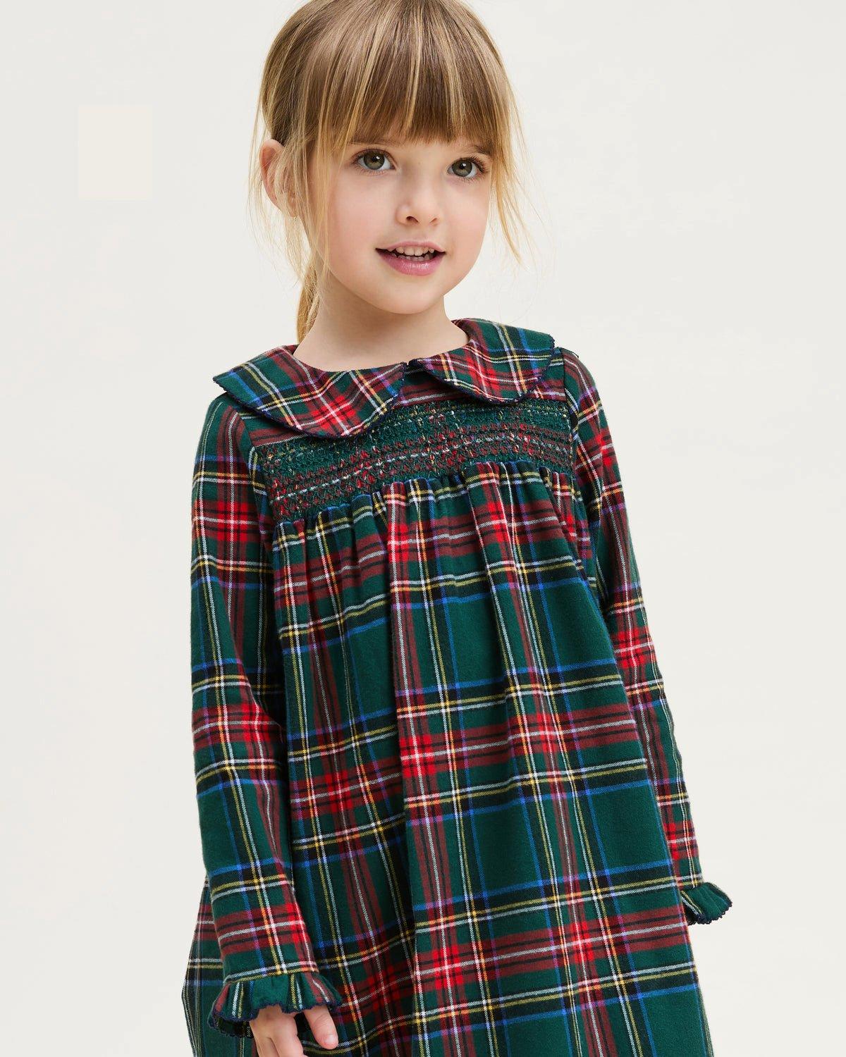 Petite Plume Girl's Brushed Twill Eloise Nightgown in Kensington Tartan image number 1