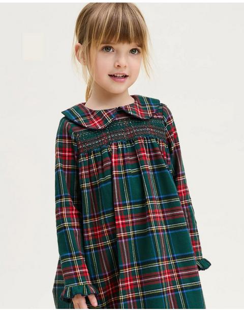 Petite Plume Girl's Brushed Twill Eloise Nightgown in Kensington Tartan