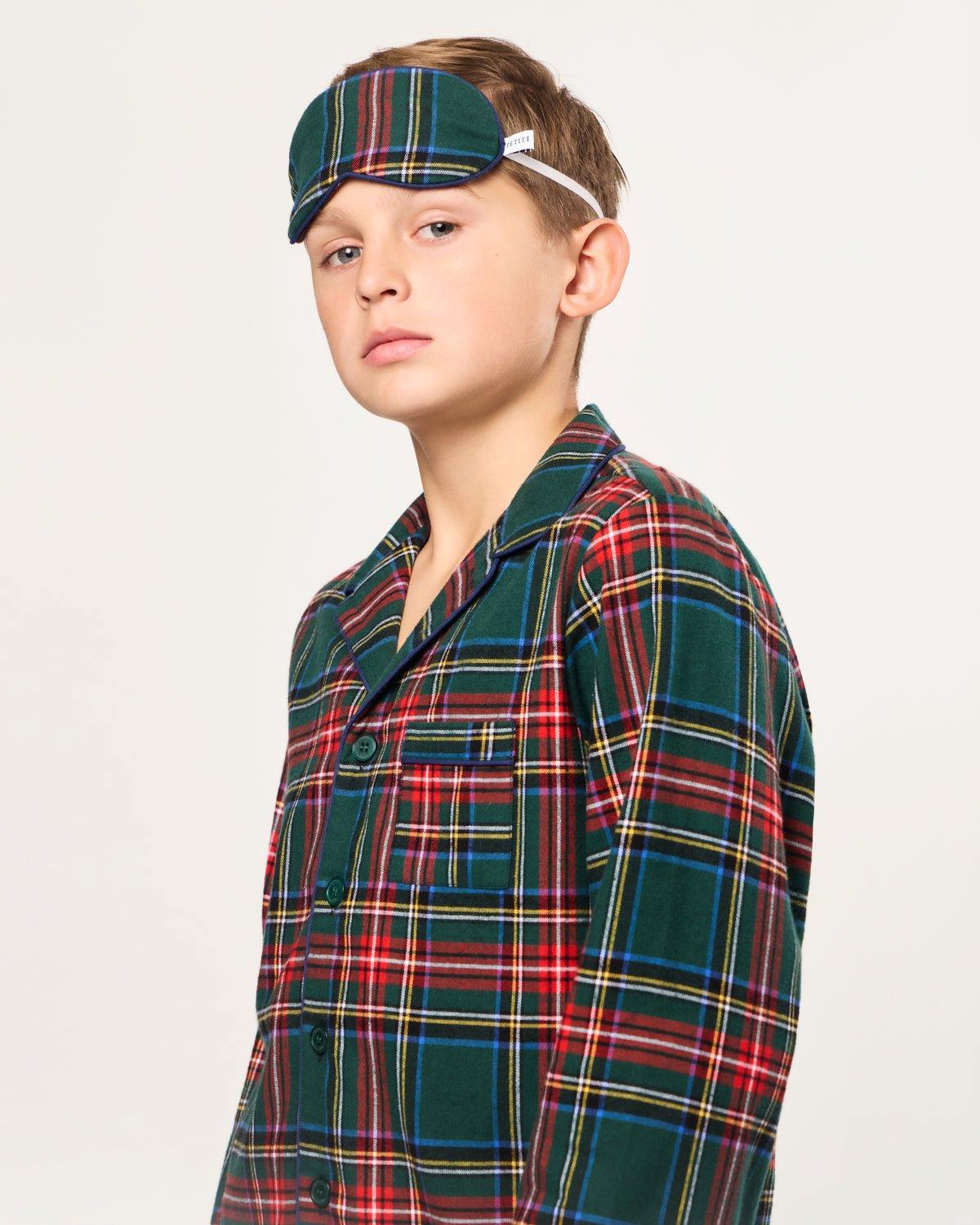 Petite Plume Kid's Twill Sleep Mask in Kensington Tartan image number 1