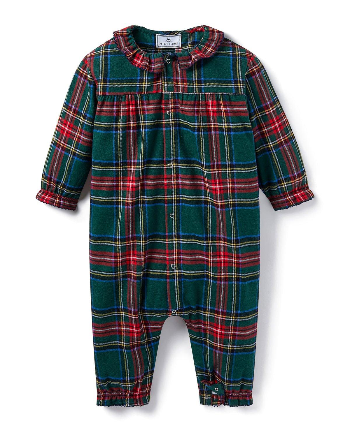 Petite Plume Baby's Brushed Twill Madeline Romper in Kensington Tartan
