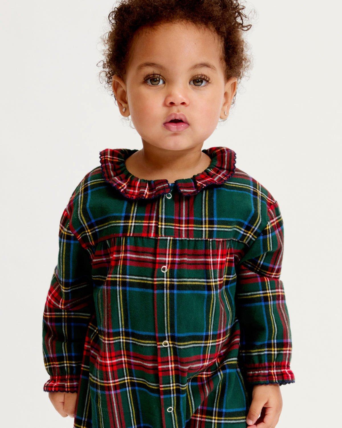 Petite Plume Baby's Brushed Twill Madeline Romper in Kensington Tartan image number 2