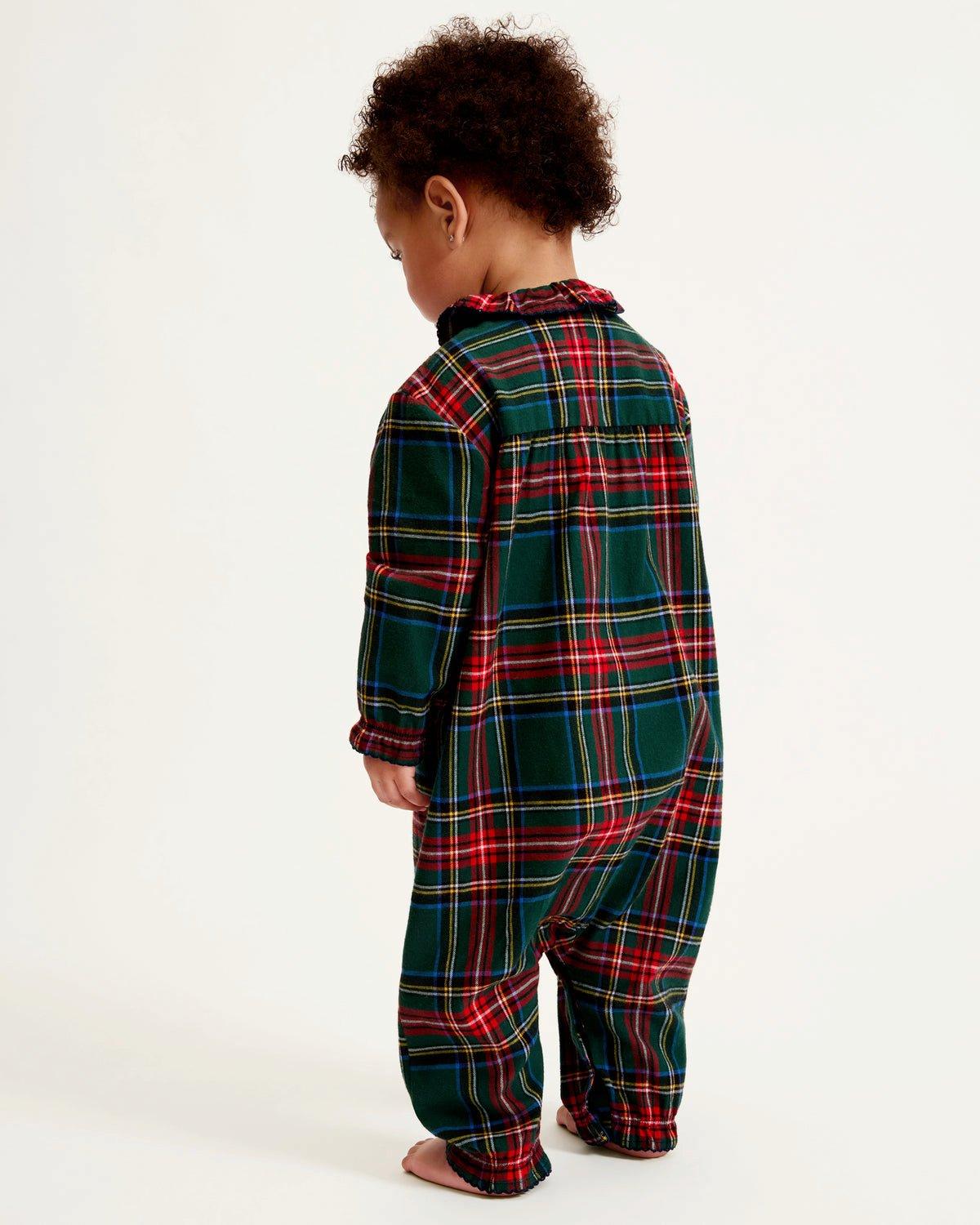 Petite Plume Baby's Brushed Twill Madeline Romper in Kensington Tartan image number 3