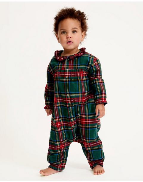 Petite Plume Baby's Brushed Twill Madeline Romper in Kensington Tartan
