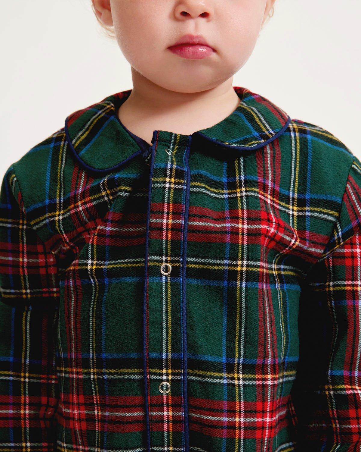 Petite Plume Baby's Brushed Twill Cambridge Romper in Kensington Tartan image number 2