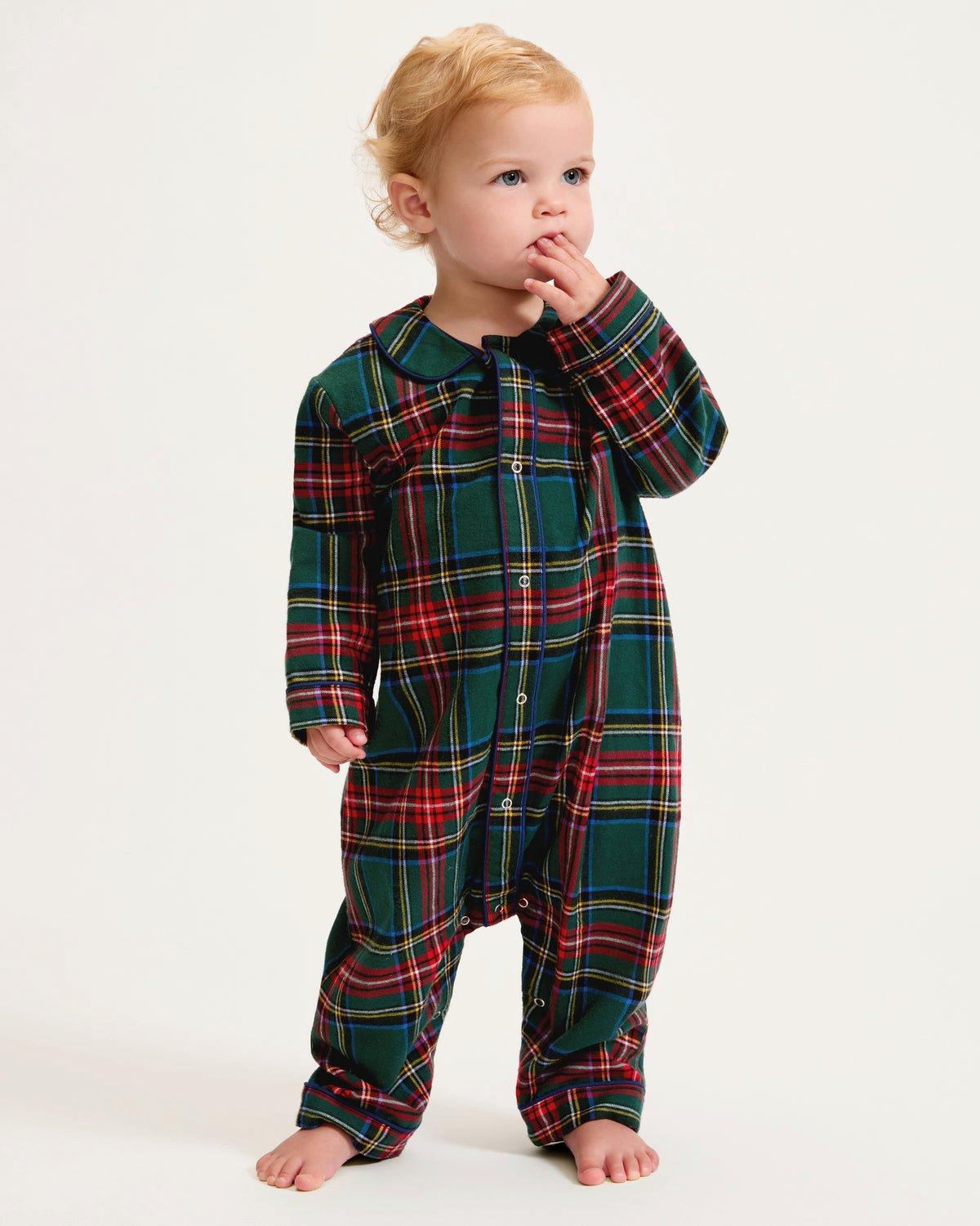 Petite Plume Baby's Brushed Twill Cambridge Romper in Kensington Tartan image number 1