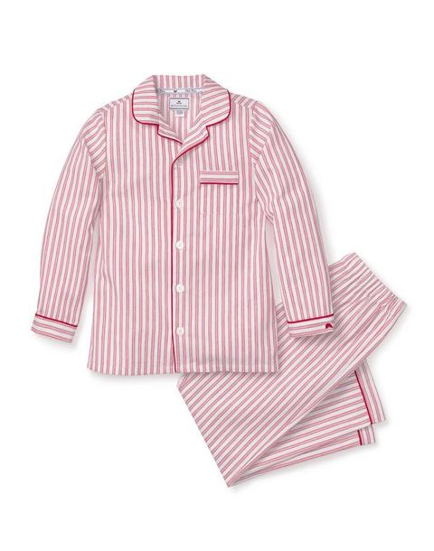 Petite Plume Kid's Twill Pajama Set in Antique Red Ticking