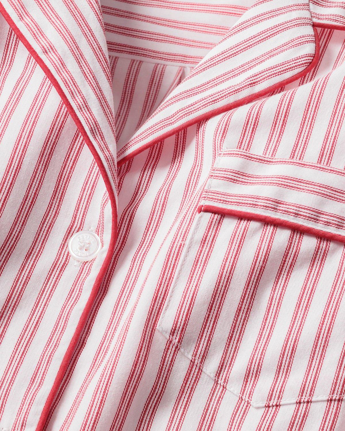 Petite Plume Kid's Twill Pajama Set in Antique Red Ticking image number 4