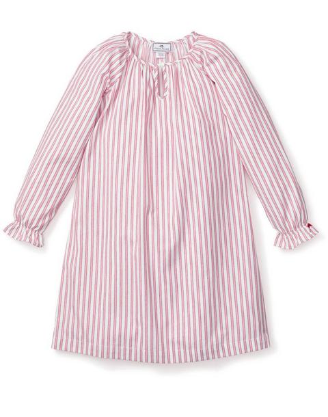 Petite Plume Girl's Twill Delphine Nightgown in Antique Red Ticking