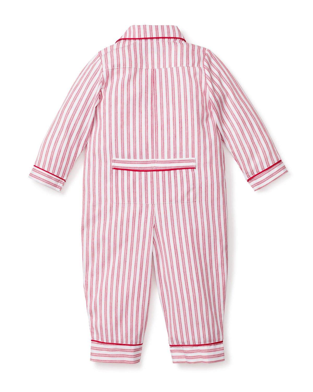 Petite Plume Baby's Twill Classic Romper in Antique Red Ticking image number 3