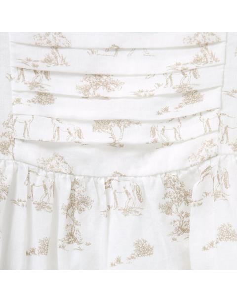 Baby Horse Toile Pleated Dress