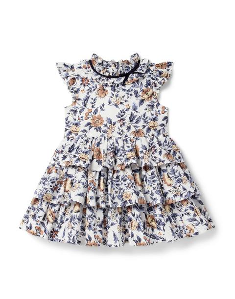 Floral Flutter Sleeve Tiered Dress