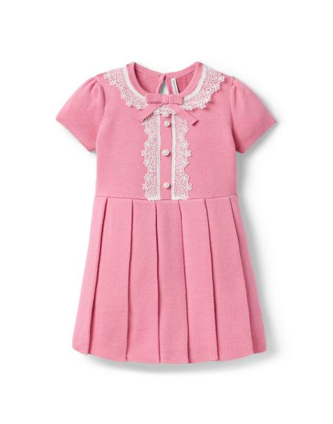 Lace Trim Sweater Dress