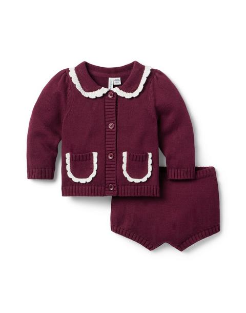 Baby Scalloped Trim Matching Sweater Set