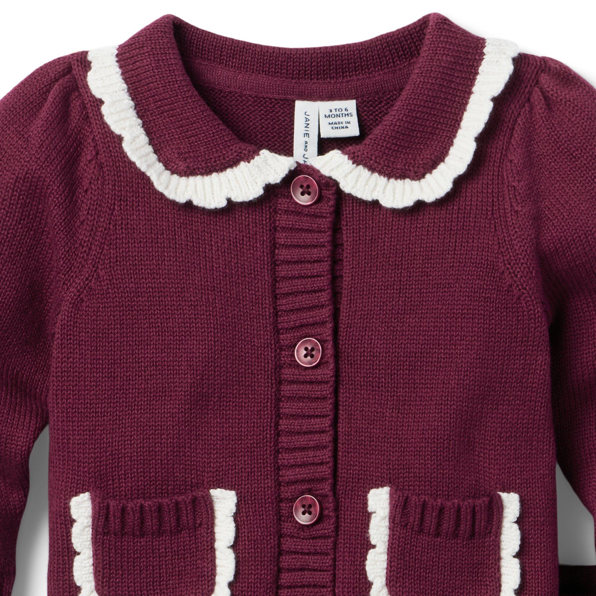 Baby Scalloped Trim Matching Sweater Set image number 1