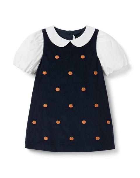 Embroidered Pumpkin Corduroy Dress