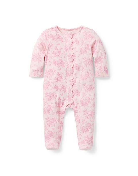 Baby Floral Toile Footed One-Piece