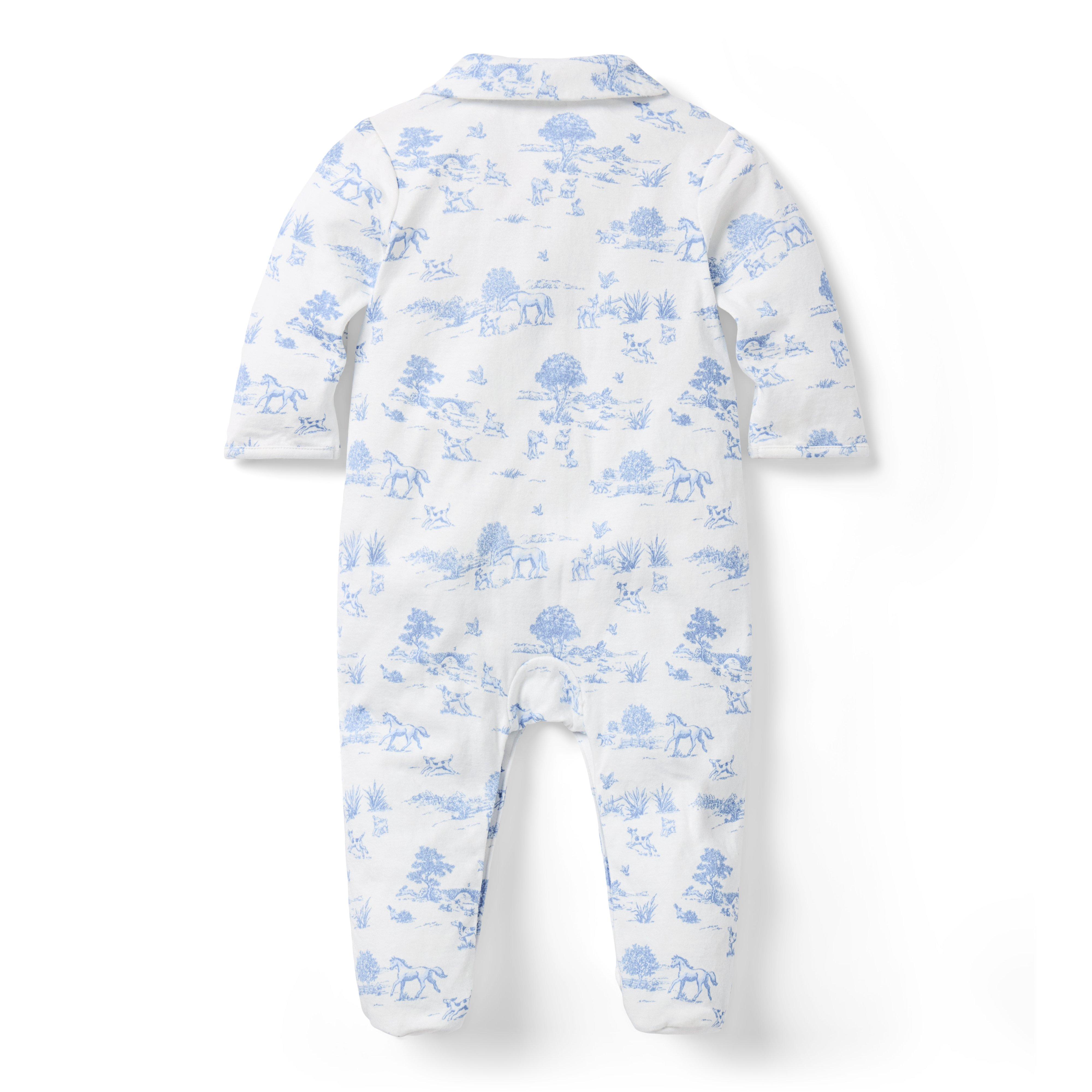 Baby Meadow Toile Footed One-Piece image number 2