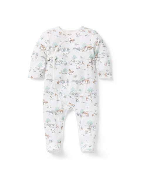 Baby Meadow Toile Wrap Footed One-Piece